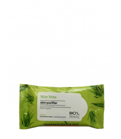 دستمال مرطوب پاک کننده دست و صورت بیول BIOˊL مدل Aloe Vera بسته 10 عددی