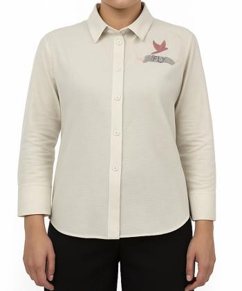 شومیز لینن آستین بلند زنانه فلای فشن مدل 1106000424