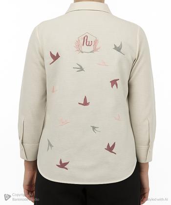 شومیز لینن آستین بلند زنانه فلای فشن مدل 1106000424