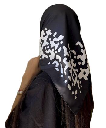 مینی اسکارف ابریشم زنانه طاقه چیان مدل Qr code