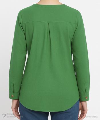 تونیک آستین بلند لینن زنانه شندی مدل 912212-13