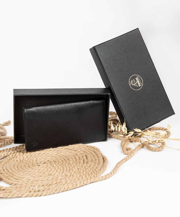 کیف پول پالتویی مردانه مشکی مارال چرم Maral Leather مدل نارسی