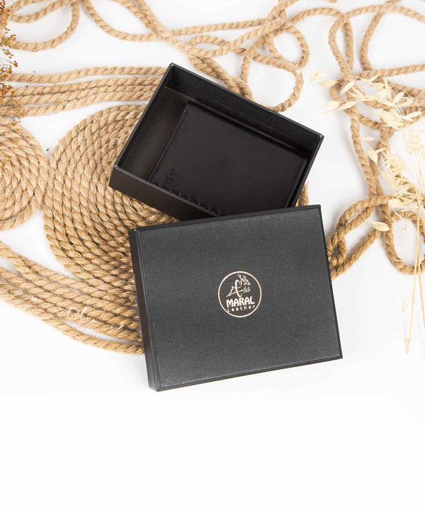 کیف پول جیبی مردانه چرم طبیعی گاوی طرح دار مارال چرم Maral Leather مدل رستاک