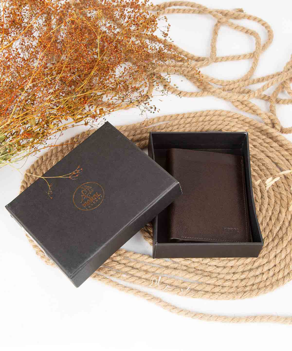 کیف پول چرم مردانه جیبی قهوه ای تیره