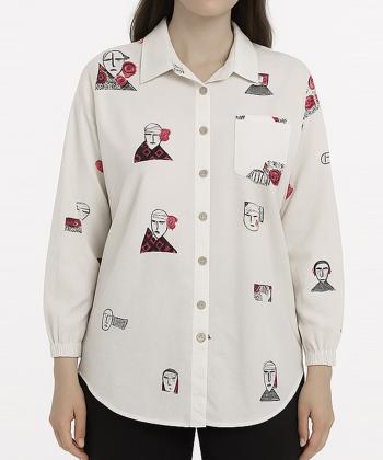 شومیز لینن آستین بلند زنانه شندی مدل 912212-6