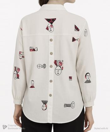 شومیز لینن آستین بلند زنانه شندی مدل 912212-6