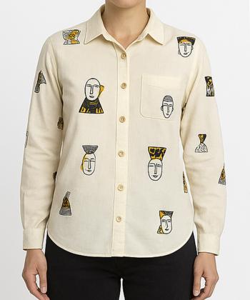 شومیز لینن آستین بلند زنانه شندی مدل 912212-6