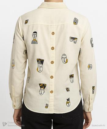 شومیز لینن آستین بلند زنانه شندی مدل 912212-6