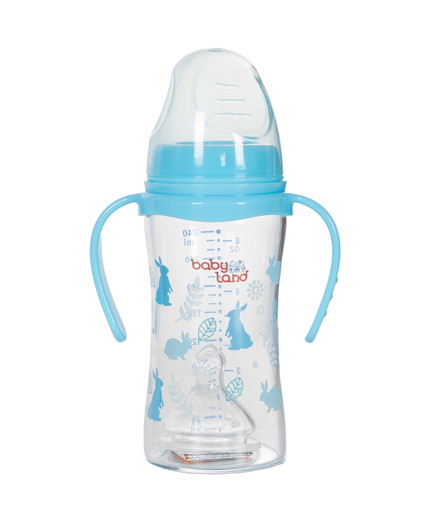 شیشه شیر پیرکس ارتودنسی بی بی لند Baby Land مدل 493 حجم 240 میلی‌لیتر
