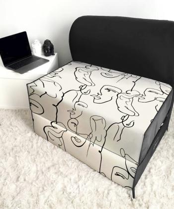 كاناپه تخت شو يك نفره نقاشي مينيمال آبستره نوپه هوم مدل M1124