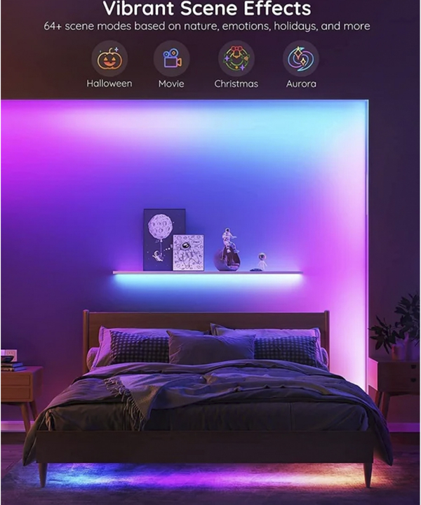 ريسه هوشمند 10 متري گووي RGBIC Basic Wi-Fi + Bluetooth LED H618C