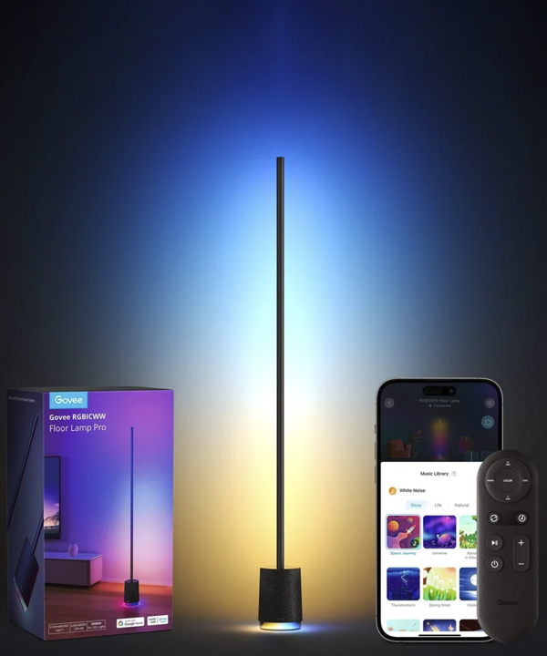 چراغ هوشمند اسپيكر دار گووي مدل Lyra RGBICWW Corner Floor Lamp Pro H6079