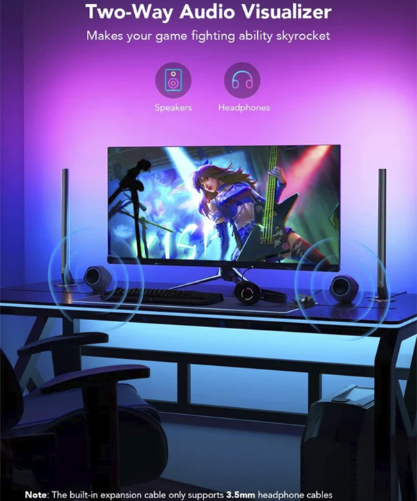 چراغ هوشمند گيمينگ روميزي گووي RGBIC Gaming Light Bars H6047