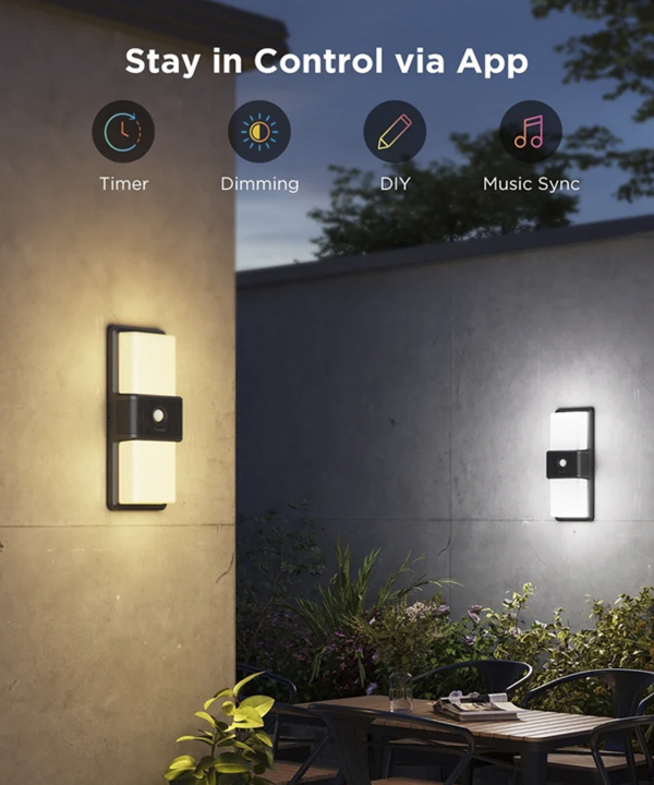 چراغ هوشمند ديواري فضاي باز گووي Smart Outdoor Wall light H7078