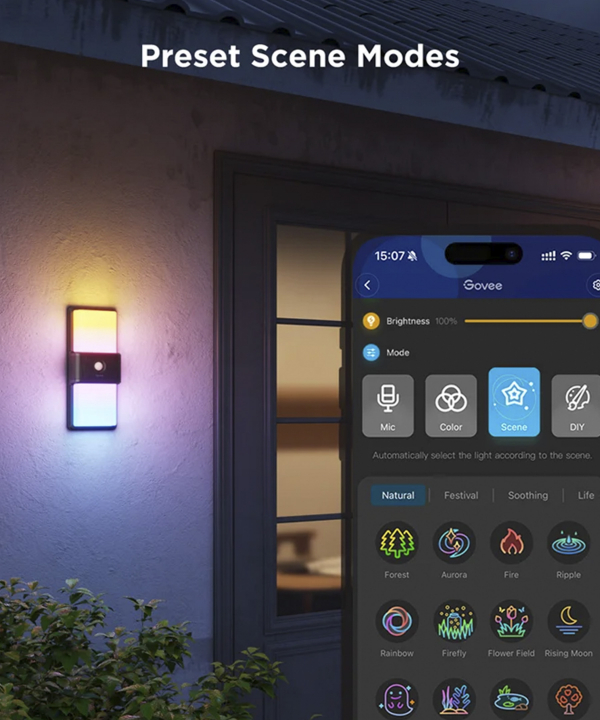 چراغ هوشمند ديواري فضاي باز گووي Smart Outdoor Wall light H7078