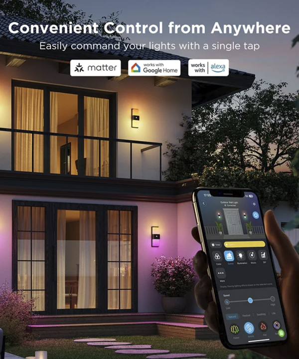 چراغ هوشمند ديواري فضاي باز گووي Smart Outdoor Wall light H7078