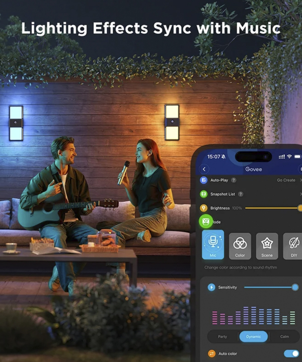 چراغ هوشمند ديواري فضاي باز گووي Smart Outdoor Wall light H7078