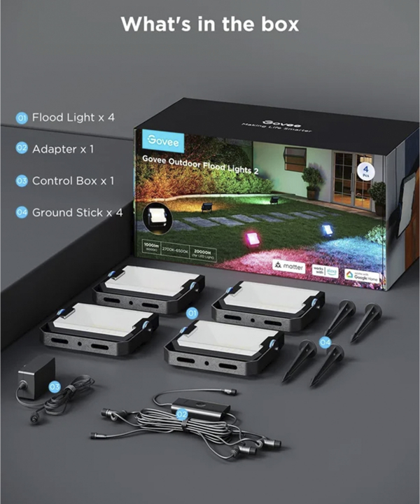 چراغ هاي هوشمند فضاي باز گووي Outdoor FLood Lights H8057
