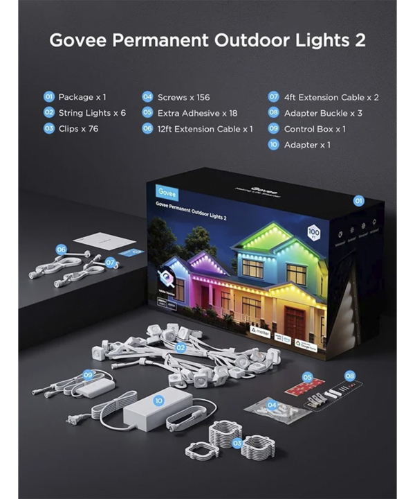 ريسه هوشمند فضاي باز 30 متري گووي Permanent Outdoor Lights 2 H705E