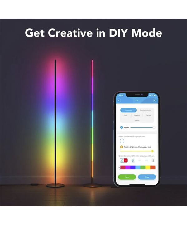 چراغ هوشمند گووي مدل RGBICW Smart Corner Floor Lamp Basic H6076