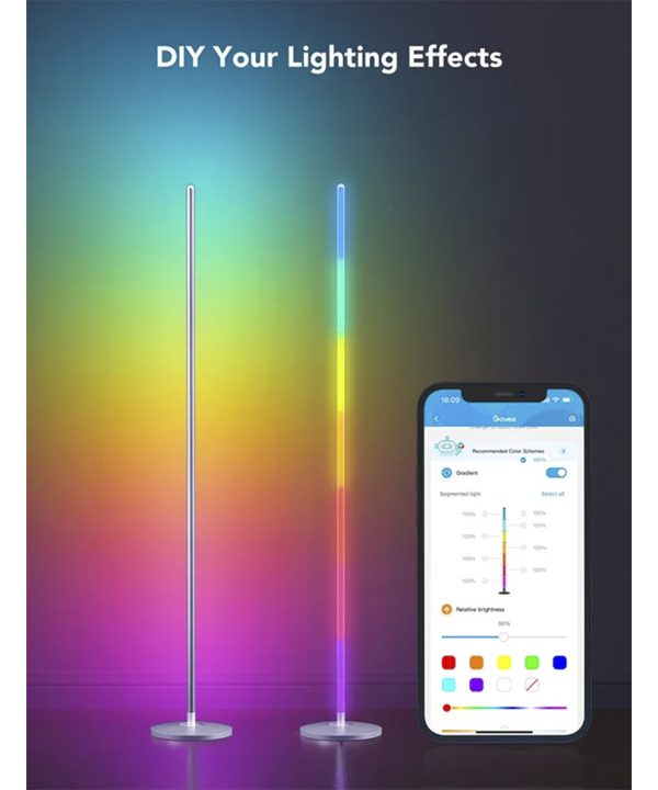 چراغ هوشمند گووي مدل RGBICW Smart Corner Floor Lamp Basic H6076