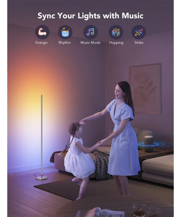 چراغ هوشمند گووي مدل RGBICW Smart Corner Floor Lamp Basic H6076