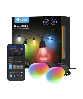 ريسه هوشمند فضاي باز 15 متري گووي مدل RGBIC S14 Bulb String Lights H7020