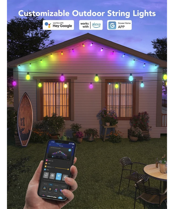 ريسه هوشمند فضاي باز 15 متري گووي مدل RGBIC S14 Bulb String Lights H7020