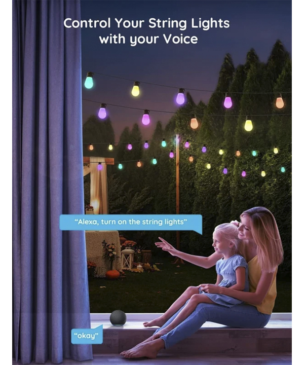 ريسه هوشمند فضاي باز 15 متري گووي مدل RGBIC S14 Bulb String Lights H7020