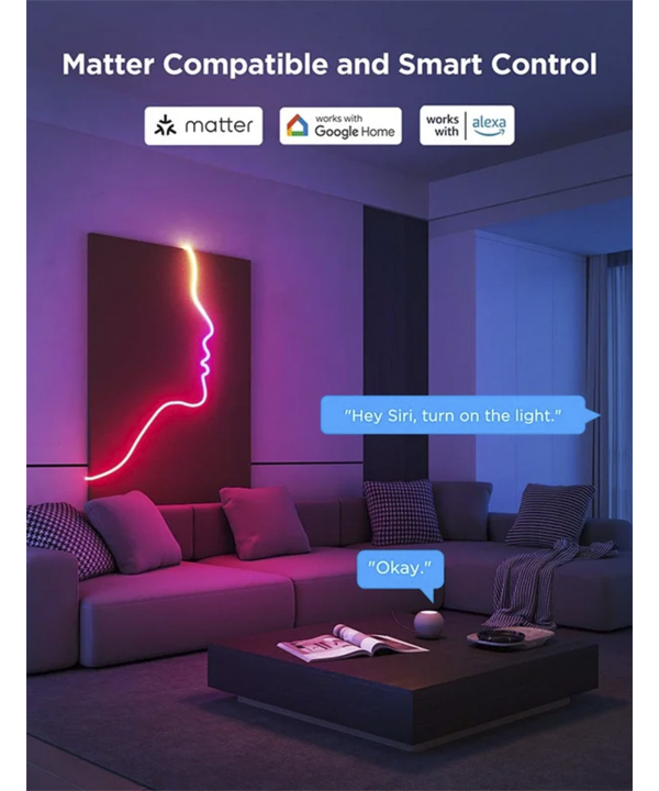 ريسه هوشمند نئون فلكسي 4 متري گووي مدل Neon Rope Strip Light 2s H61D4