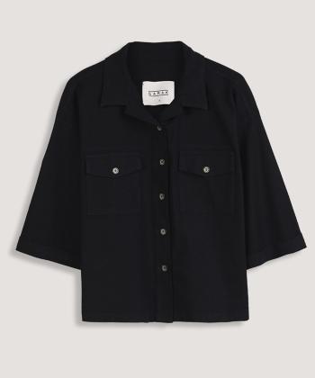 شومیز لینن آستین کوتاه زنانه سارک مدل 1204957