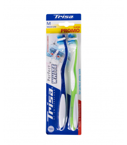 مسواک با برس متوسط تریزا Trisa مدل Perfect White بسته 2 عددی