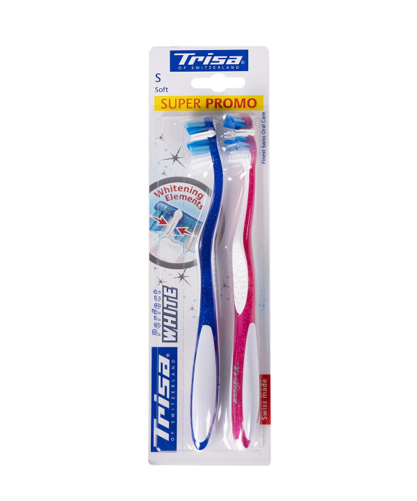 مسواک با برس نرم تریزا Trisa مدل Perfect White بسته 2 عددی