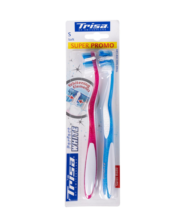 مسواک با برس نرم تریزا Trisa مدل Perfect White بسته 2 عددی