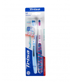 مسواک با برس متوسط تریزا Trisa مدل Feel Good بسته 2 عددی