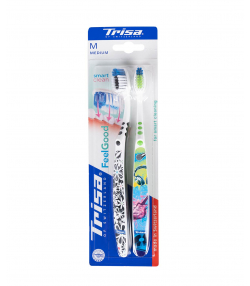 مسواک با برس متوسط تریزا Trisa مدل Feel Good بسته 2 عددی