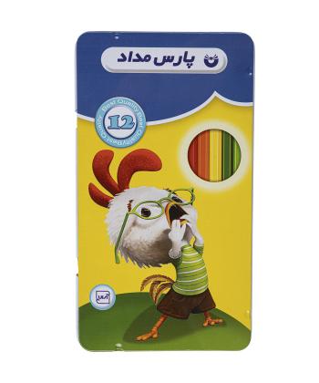 مداد رنگی جعبه فلزی کلیپس کد 11141 بسته 12 عددی