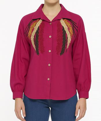 شومیز نخی آستین بلند زنانه شندی مدل 8124