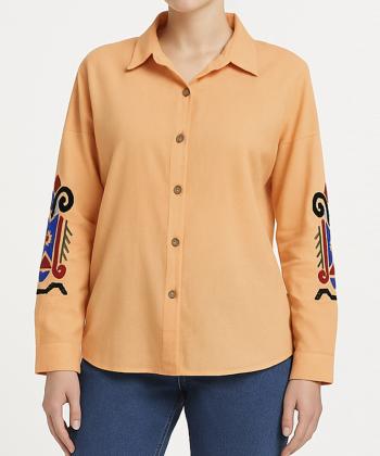 شومیز نخی آستین بلند زنانه شندی مدل 8102