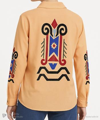 شومیز نخی آستین بلند زنانه شندی مدل 8102