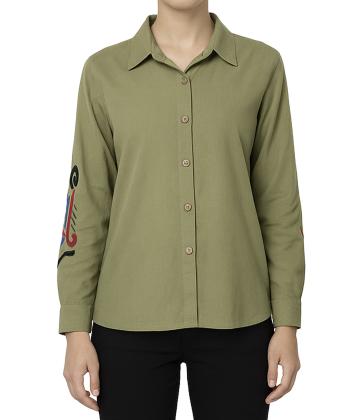 شومیز نخی آستین بلند زنانه شندی مدل 8102