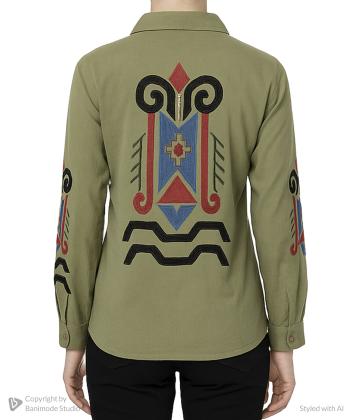 شومیز نخی آستین بلند زنانه شندی مدل 8102