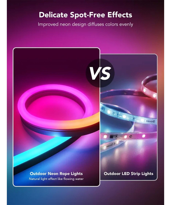 ريسه هوشمند فضاي باز 10 متري گووي مدل RGBIC Outdoor Neon Rope Lights H61A8
