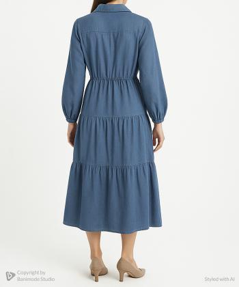 پيراهن ساحلي زنانه جين عروسكي آستين بلند اندام كد 1001