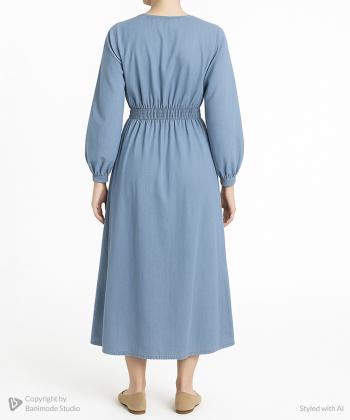 پيراهن ساحلي زنانه جلو بسته زيپ وسط آستين دار اندام كد 1002