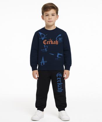 ست سویشرت و شلوار نخی پسرانه مندوست مدل 103700