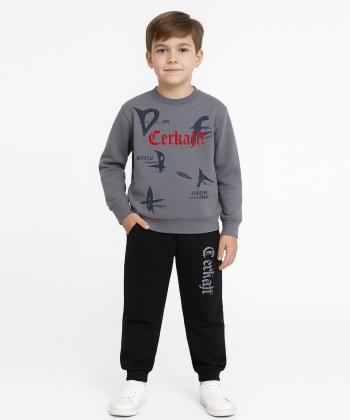 ست سویشرت و شلوار نخی پسرانه مندوست مدل 103700