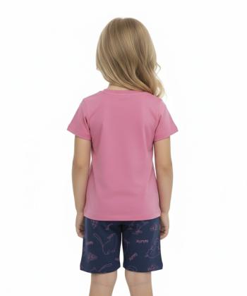 ست تیشرت و شلوارک نخی دخترانه سه دو مدل 5SK37NT2251