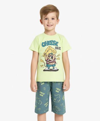 ست تیشرت و شلوارک نخی پسرانه سه دو مدل 5SK37NT2201