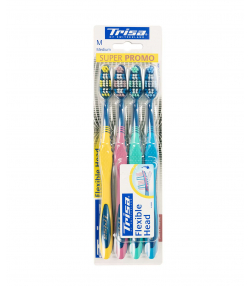 مسواک با برس متوسط تریزا Trisa مدل Super Promo بسته 4 عددی
